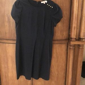 Navy with white pinstripe fun dress for work or play from the loft